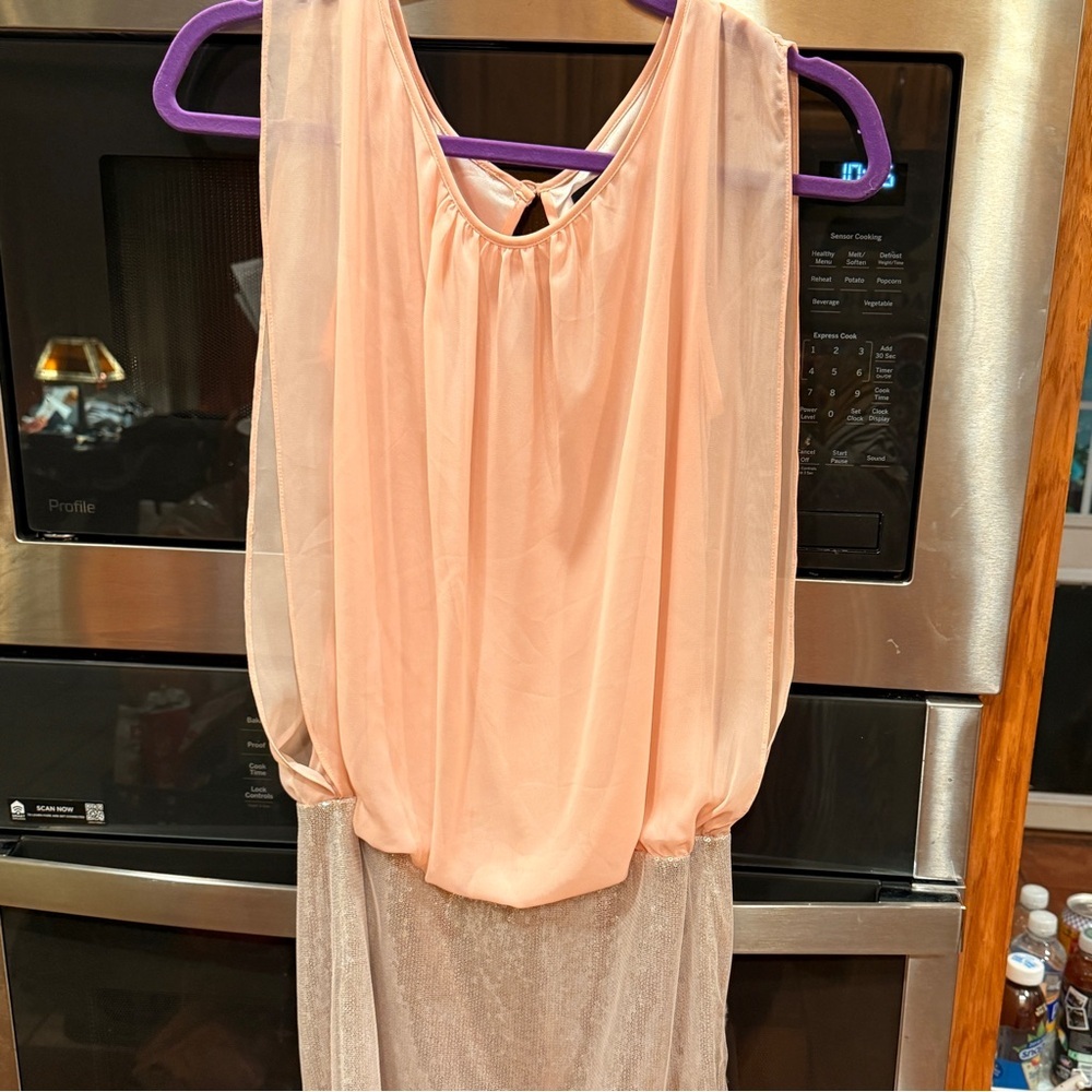 Blush and Silver Sleeveless Blouse Style Dress